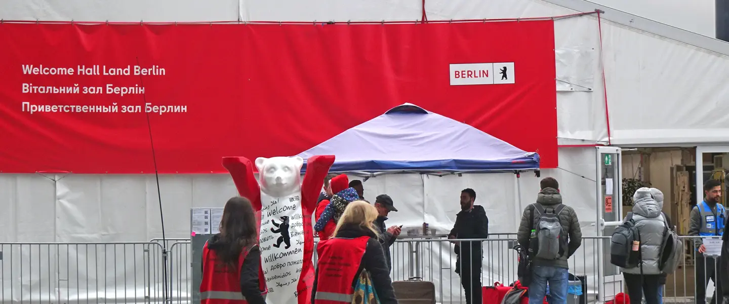 Welcome tent, Ukrainian refugees, Berlin