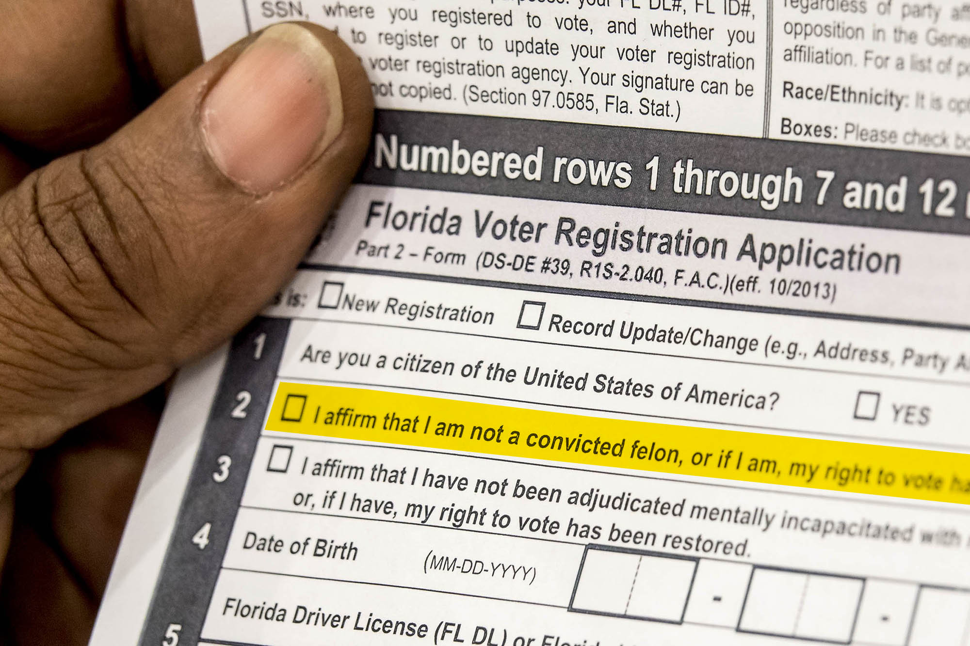 Florida, voter registration, Felon