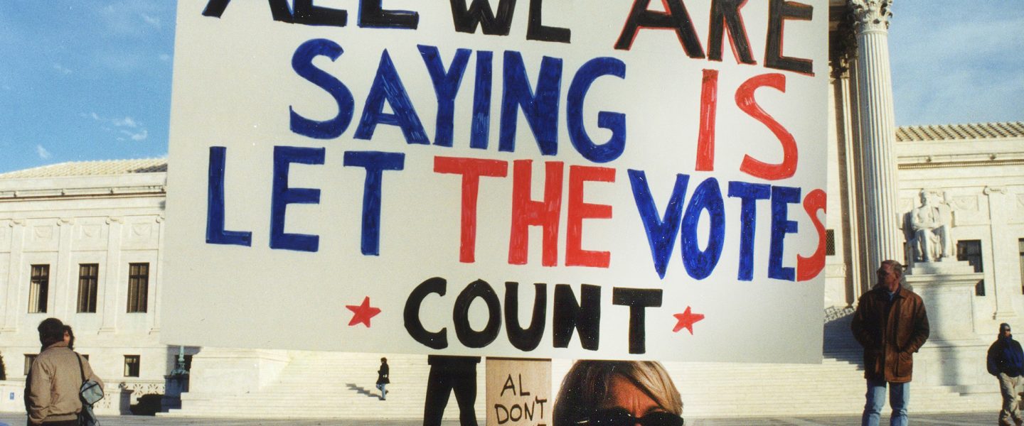 let the votes count, protest sign
