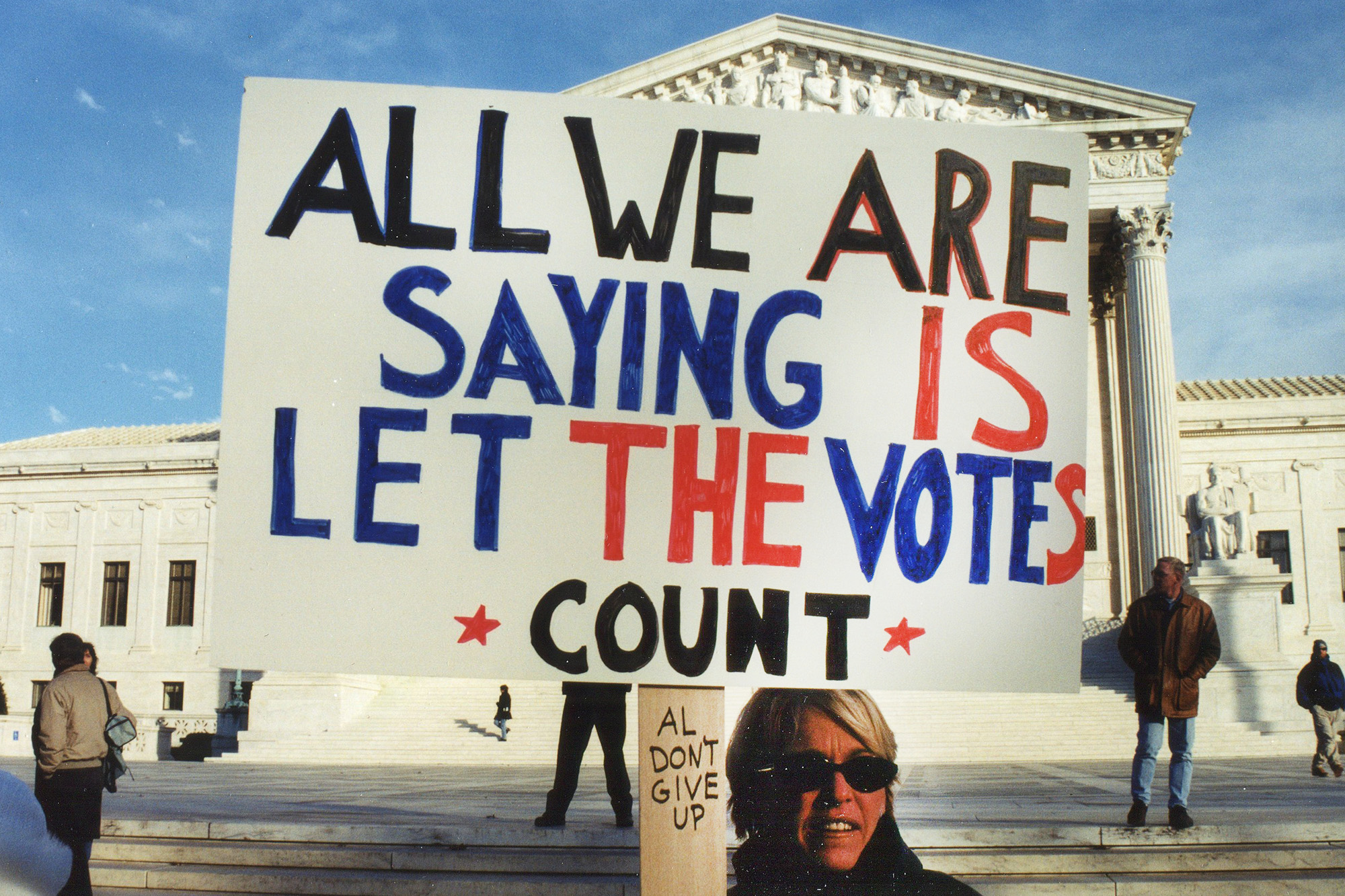 let the votes count, protest sign