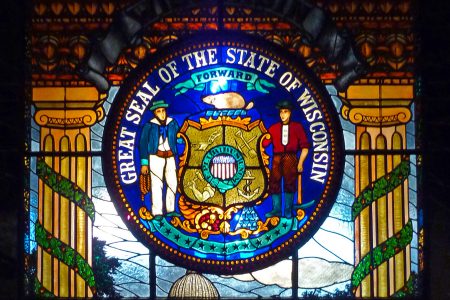 Wisconsin, Seal, Stained glass