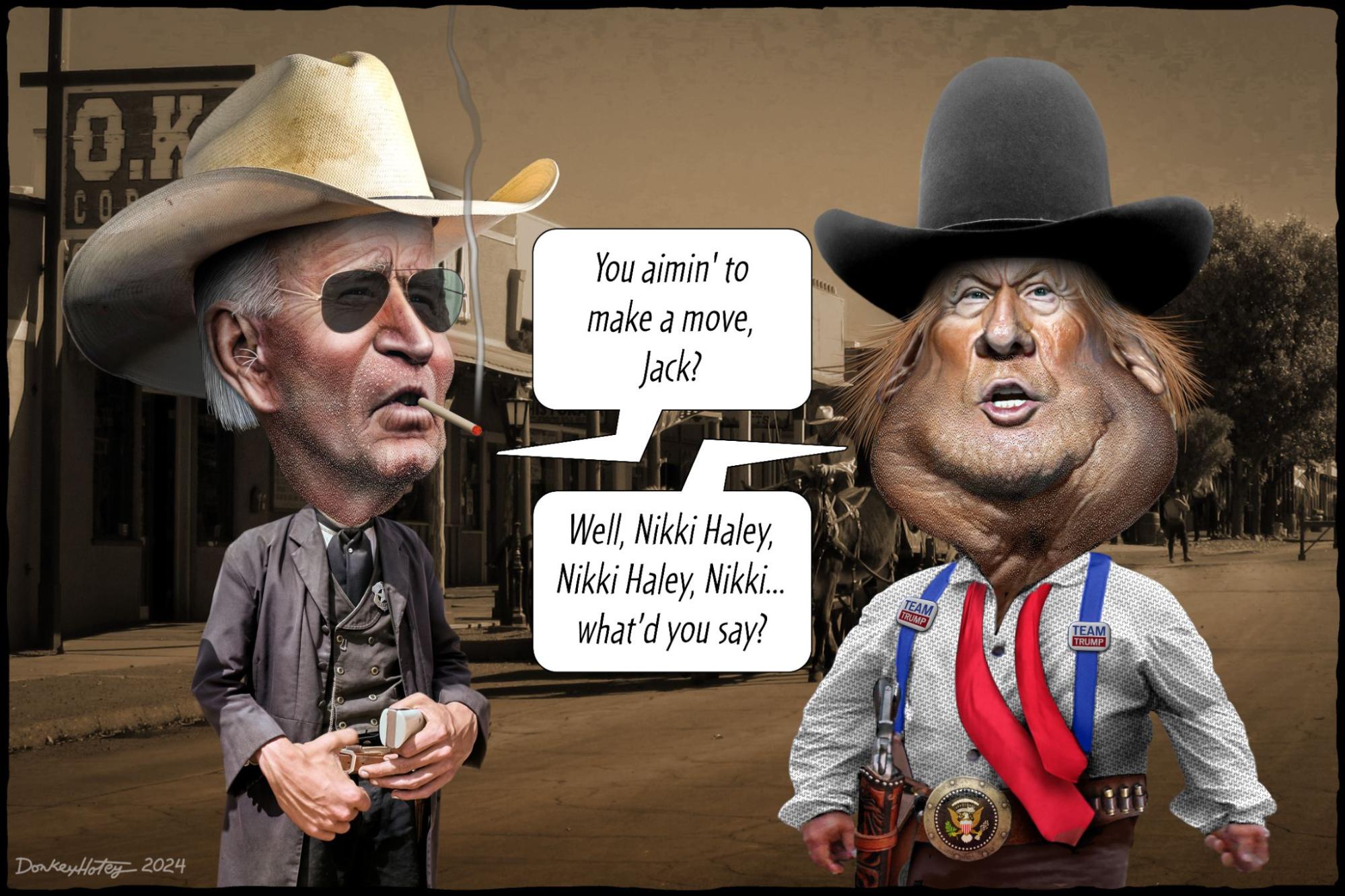 Donald Trump, Joe Biden, Gunfighters