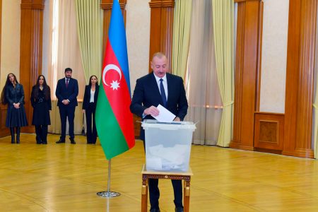 Ilham Aliyev, voted, Khankendi, Azerbaijan