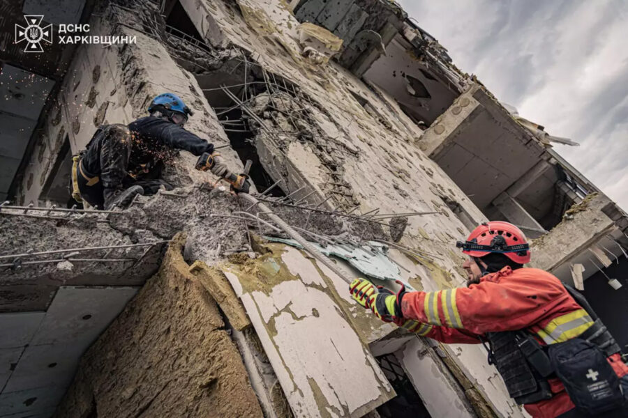 20-story building, destroyed, Kharkiv