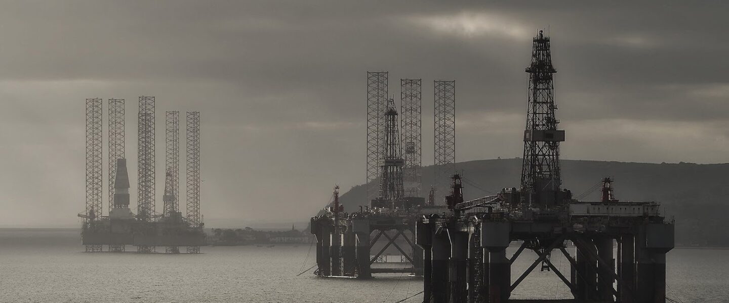 Oil platforms, North Sea.