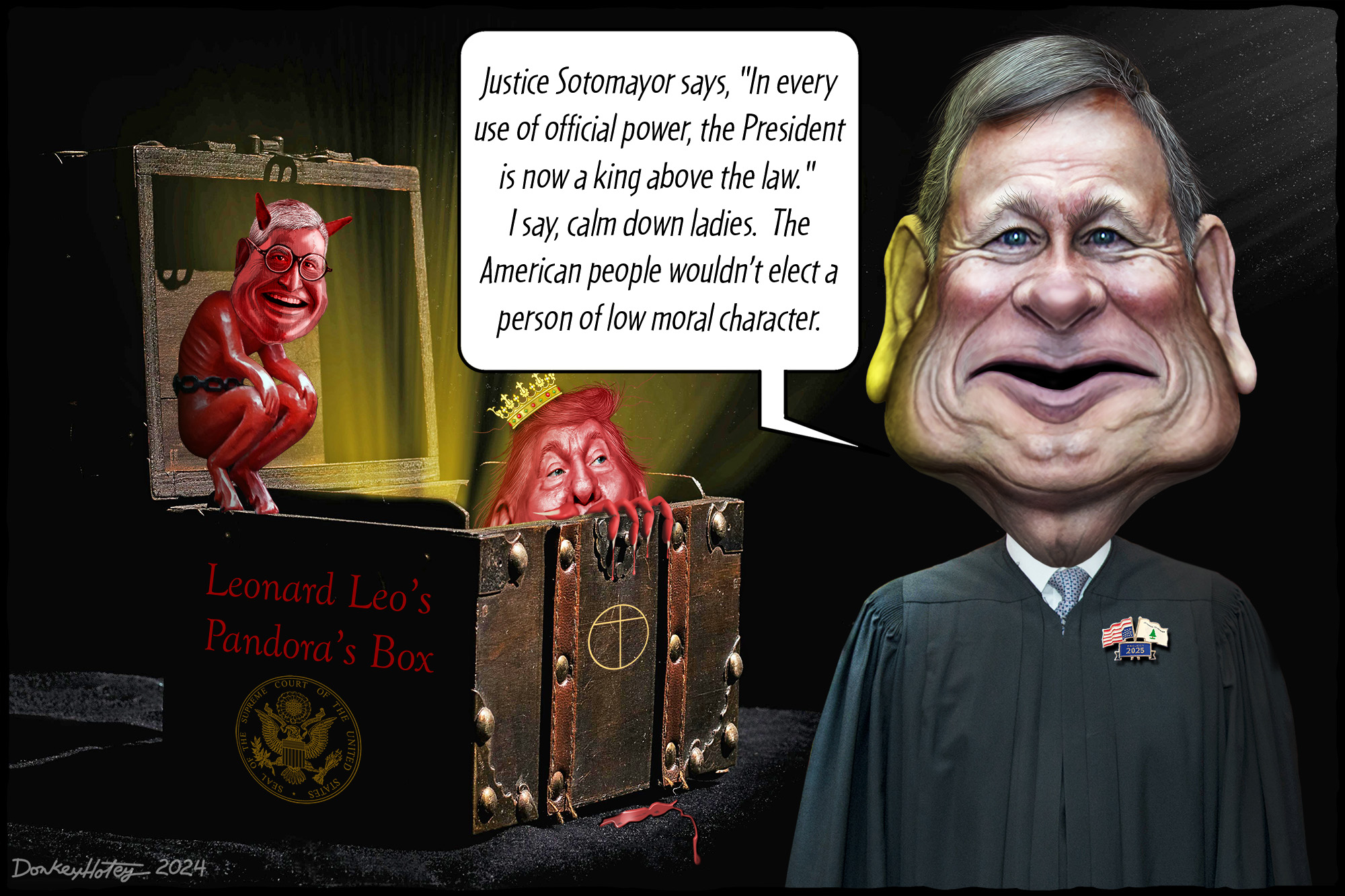 John Roberts, Leonard Leo, Donald Trump, presidential immunity