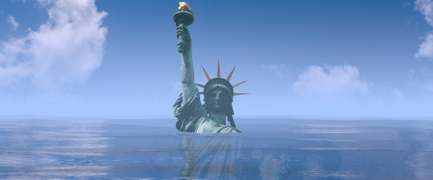 Statue of Liberty. ocean