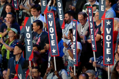 Democratic National Convention, Day 3, Vote, Signs