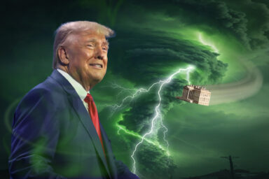 Donald Trump, engulfed in a storm