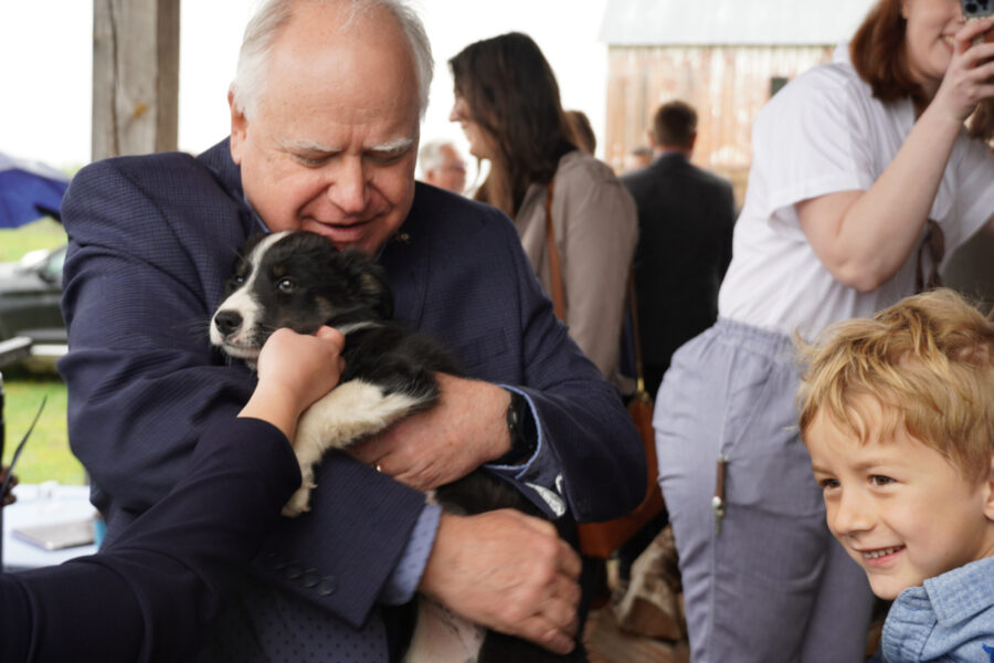 Tim Walz, hugging, puppy