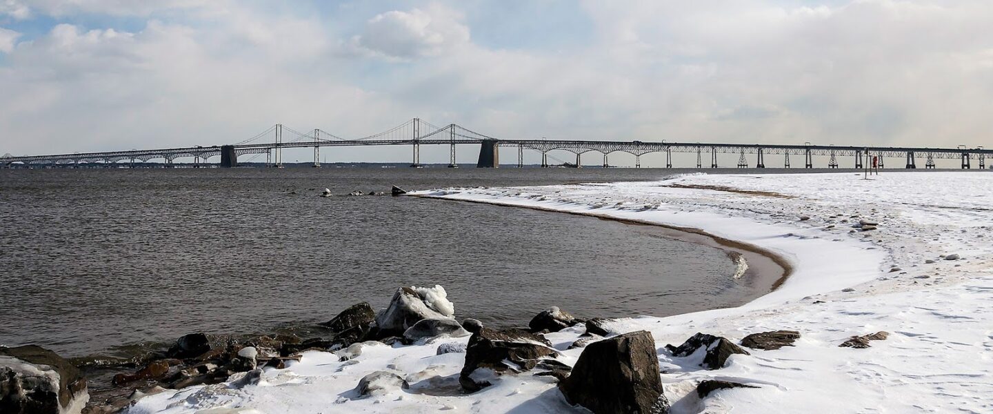 The Chesapeake Bay Bridge from Sandy Point State Park, MD.