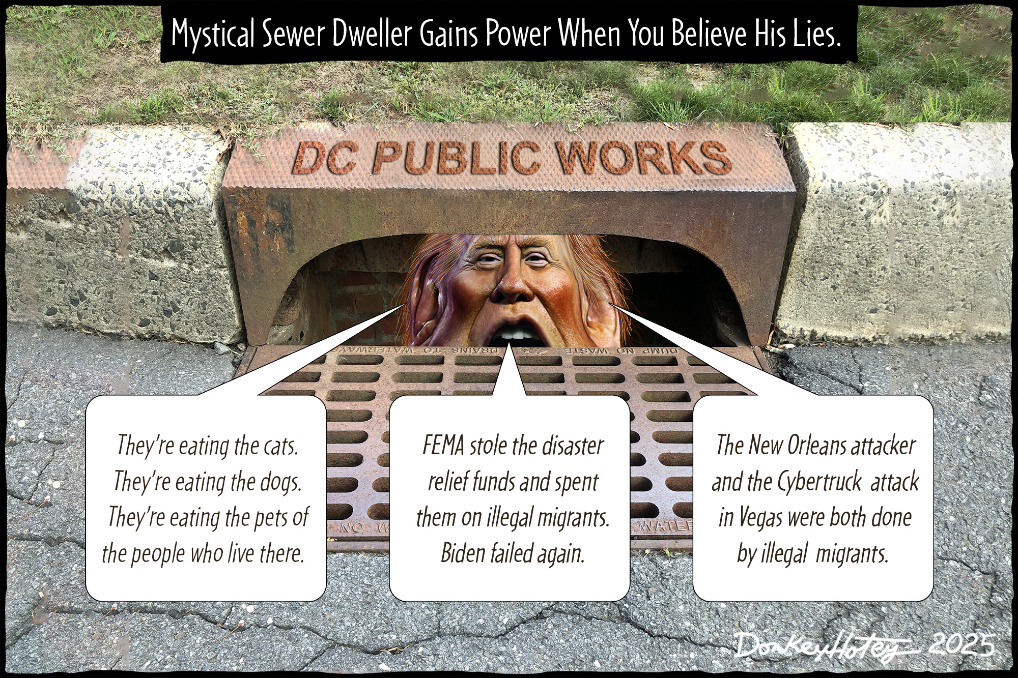 Donald Trump, drain, sewer, lies.