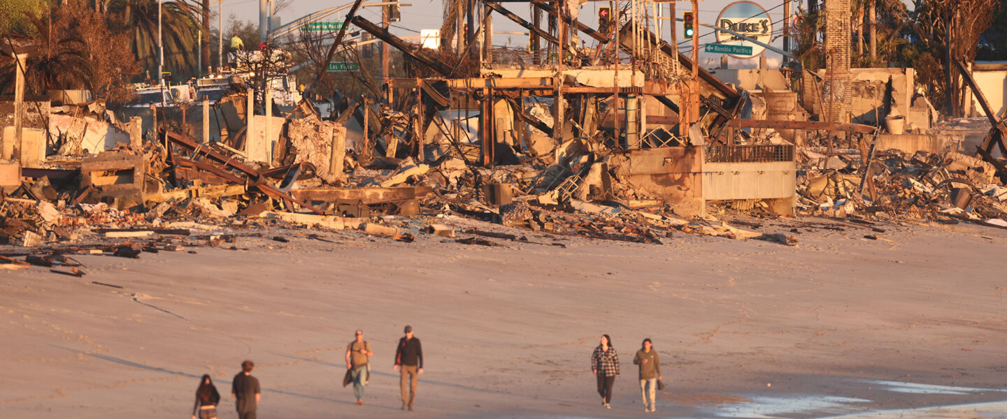 Fire damage, Pacific Coast Highway, Malibu, CA