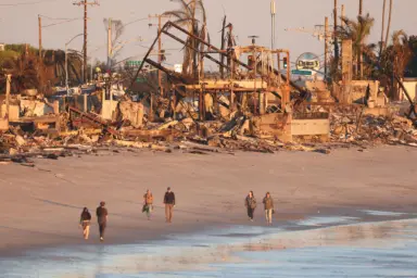 Fire damage, Pacific Coast Highway, Malibu, CA