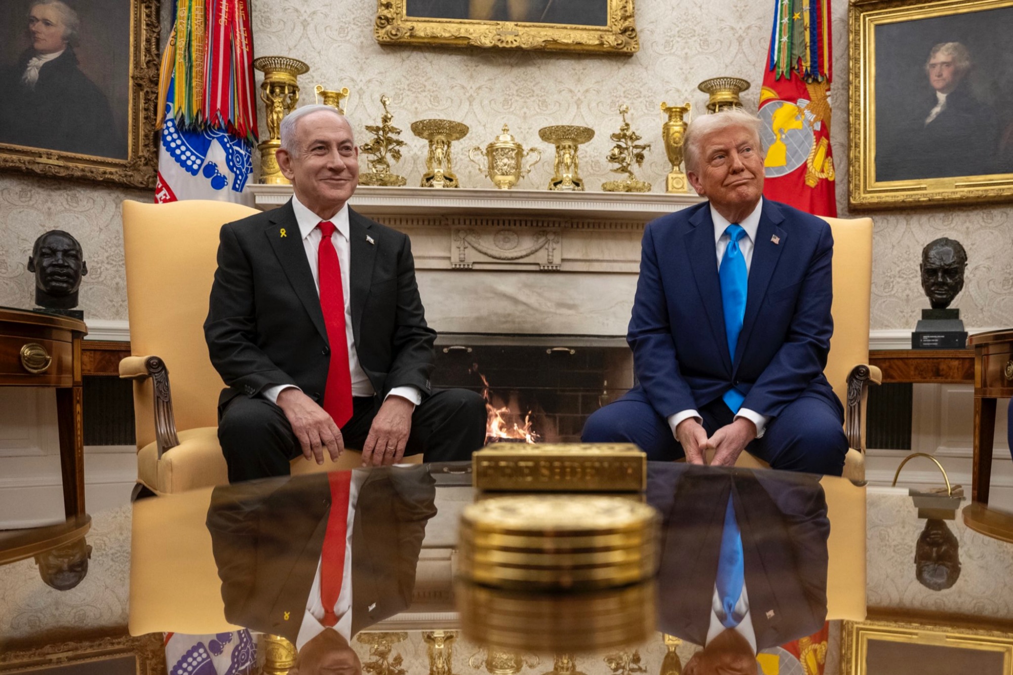 Donald Trump, Benjamin Netanyahu, White House, at table