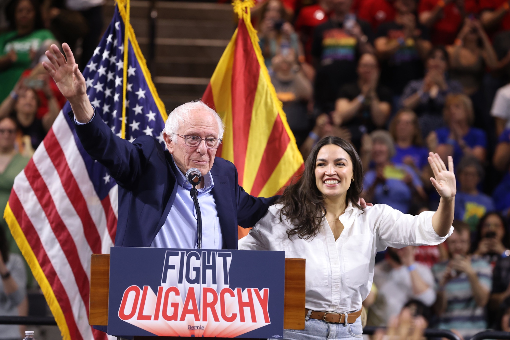 AOC, Bernie Sanders, Fight Oligarchy, Rally