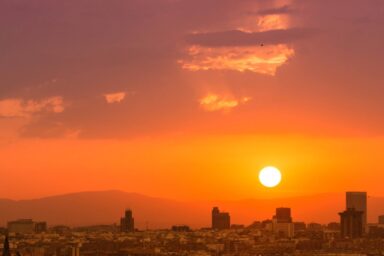 Madrid, Spain, sunset