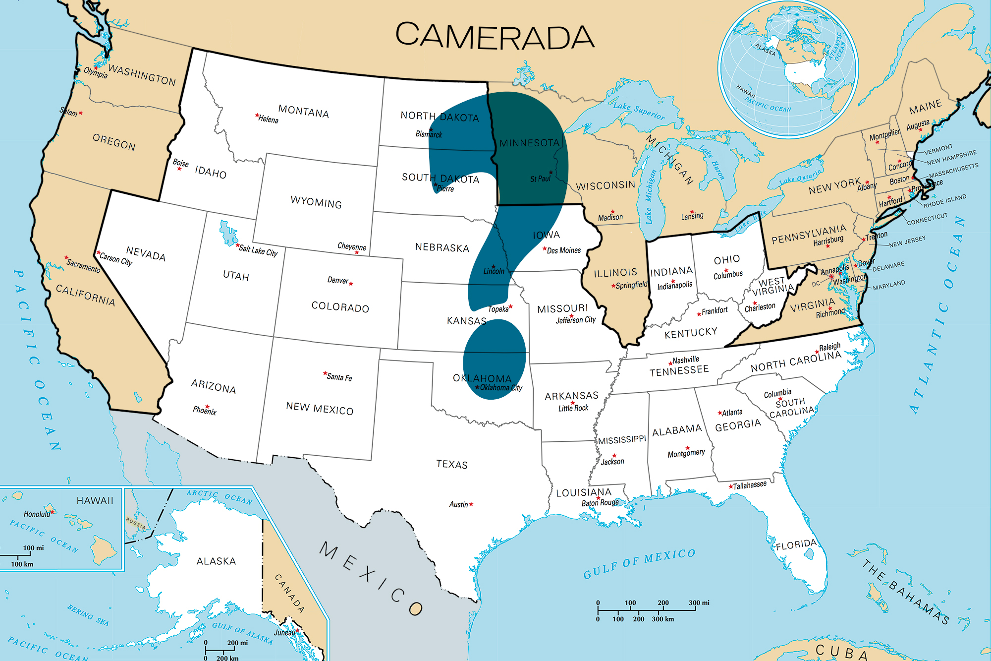 Map, US states, joining Canada