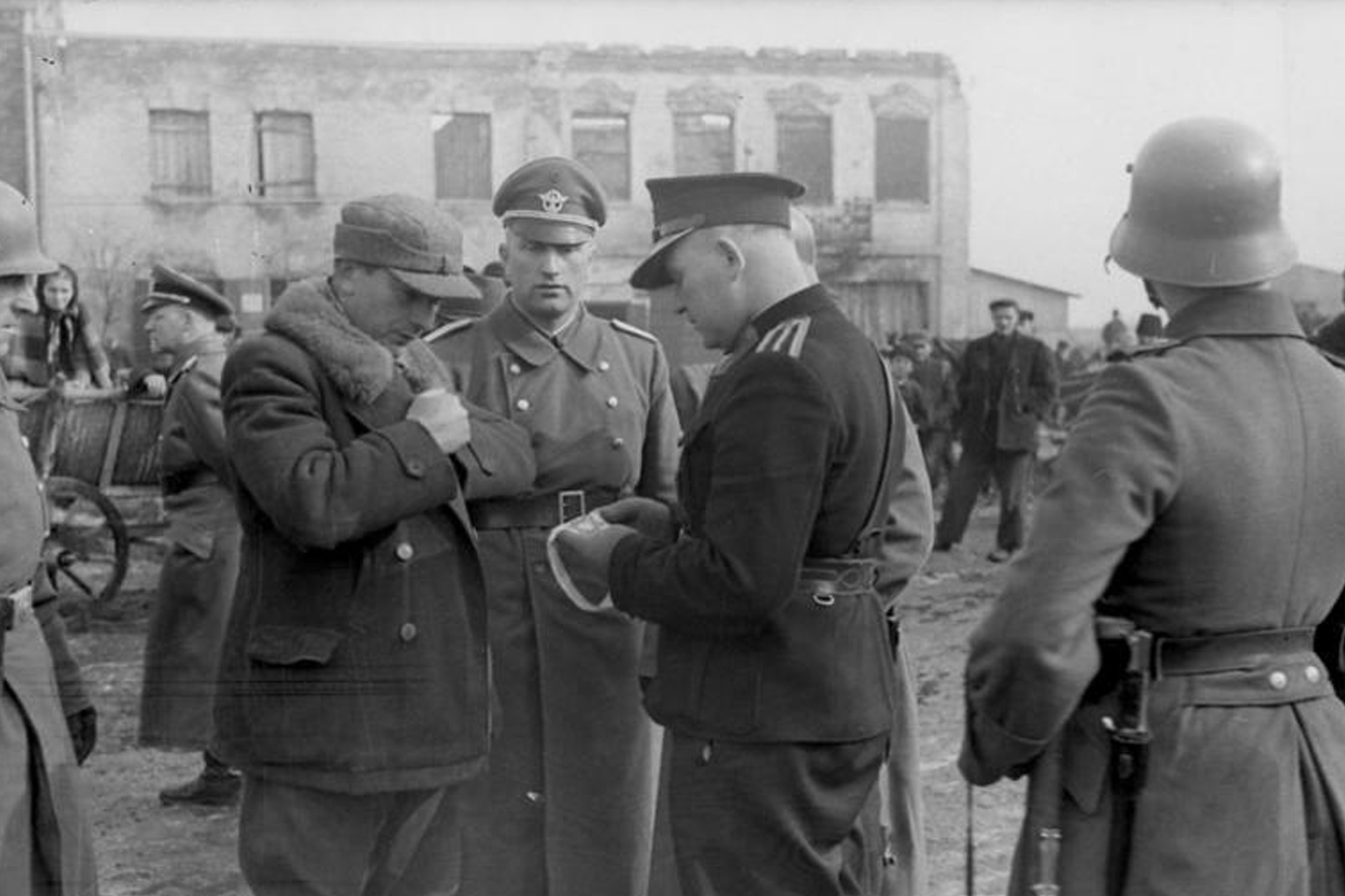 Nazi, police, checking papers, Poland