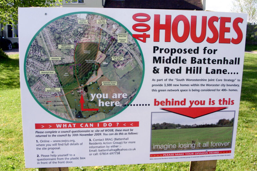 NIMBY notice, Battenhall, Worcester, England