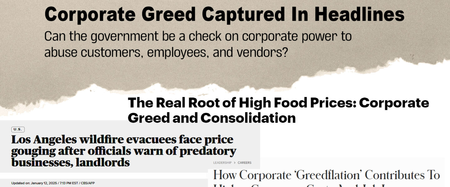 Headlines, corporate greed