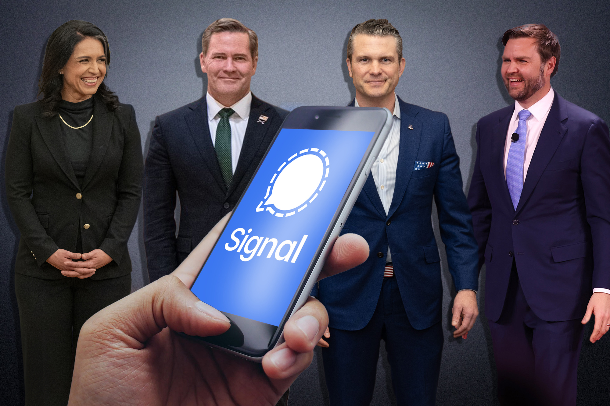 : Four Signal Scandal, participants, Tulsi Gabbard, Michael Waltz, Pete Hegseth, JD Vance
