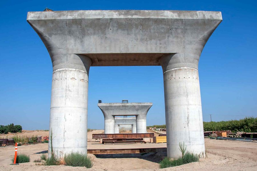 Concrete support piers, California High-Speed Rail