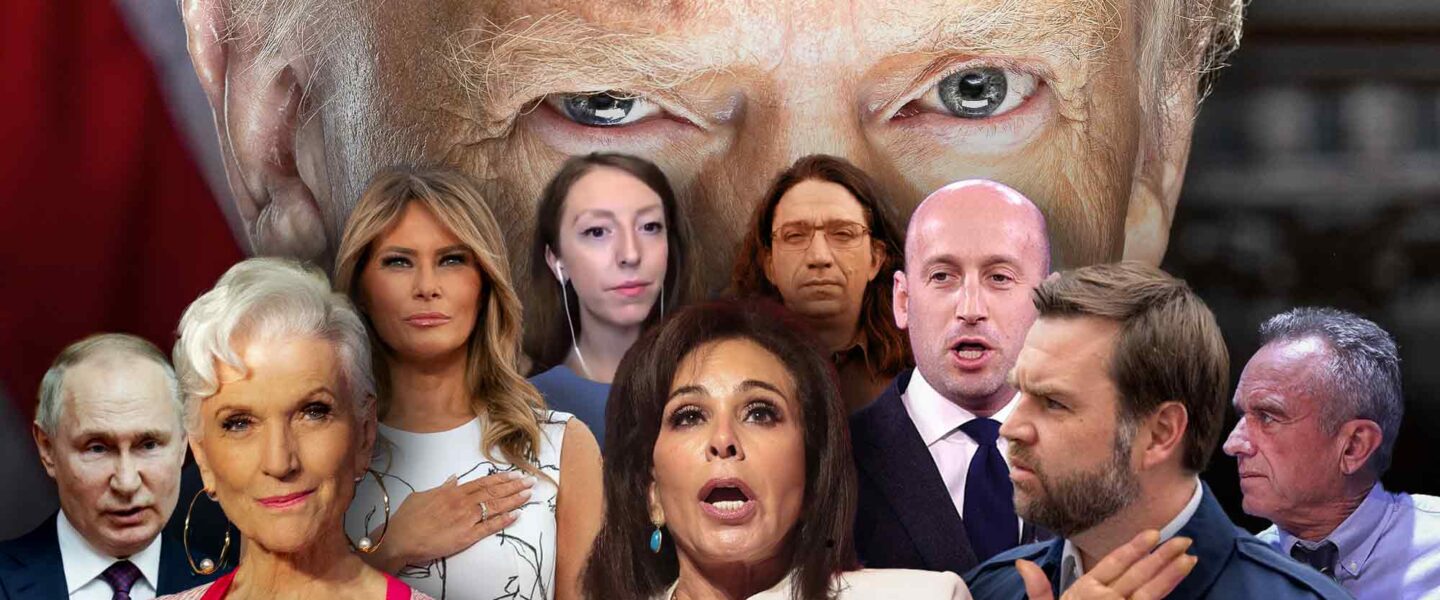 Vladimir Putin, Maye Musk, Melania Trump, Casey Means, Jeanine Pirro, Curtis Yarvan, Stephen Miller, JD Vance, Robert F. Kennedy Jr, Donald Trump