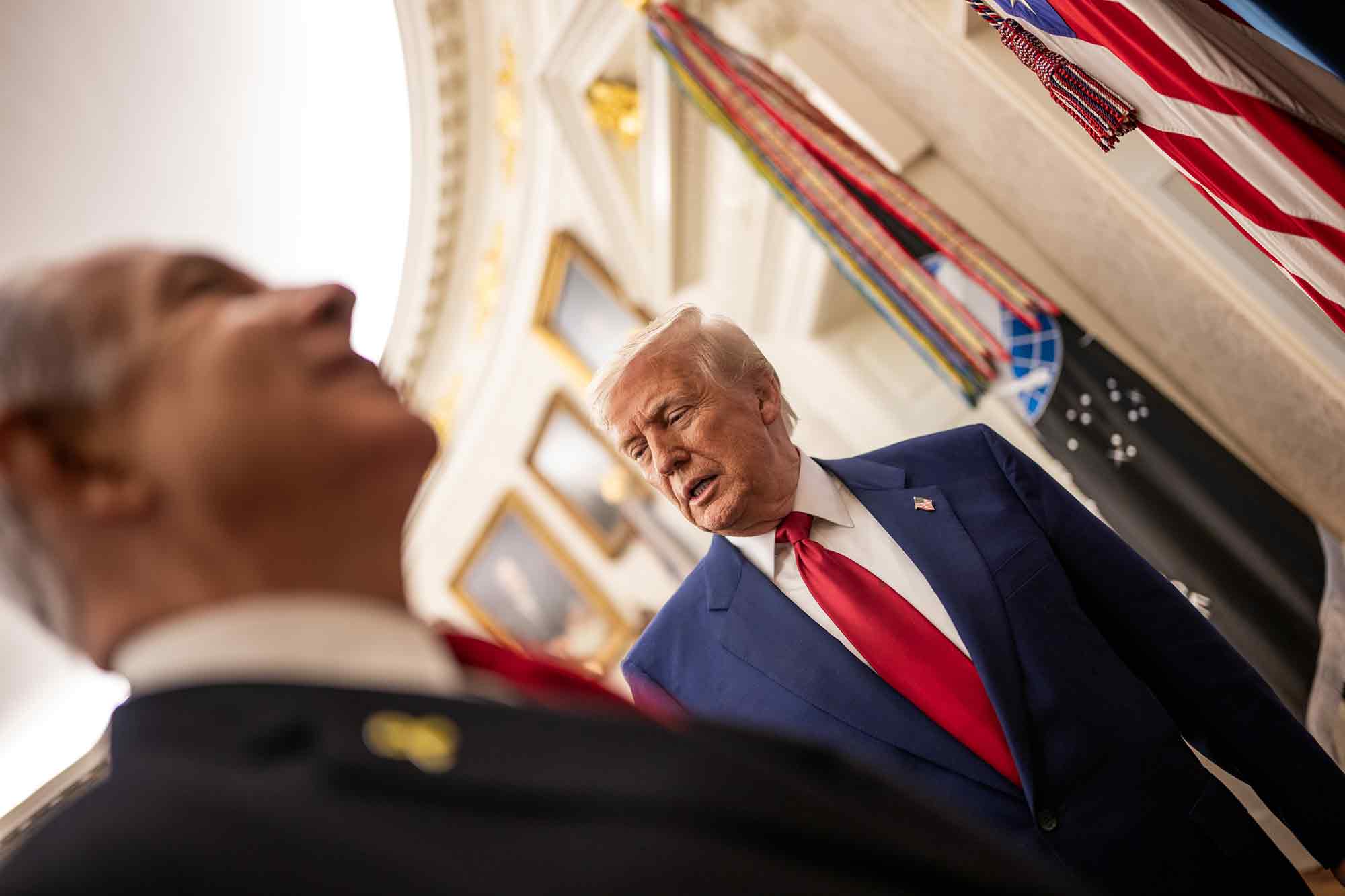 Donald Trump, greets, Israeli Prime Minister, Benjamin Netanyahu