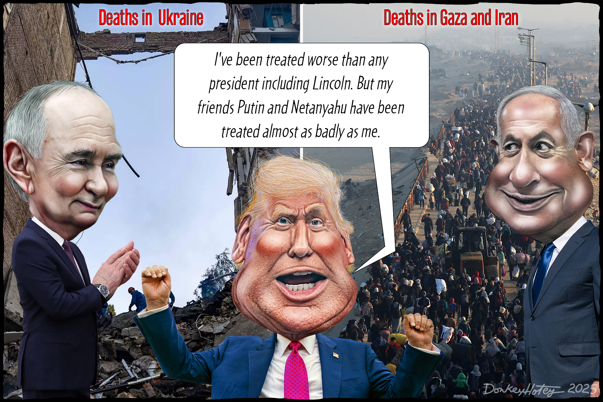 Donald Trump, Vladimir Putin, Benjamin Netanyahu, Ukraine, Gaza, Iran