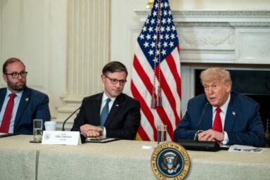 Donald Trump, Mike Johnson, speaking, microphone