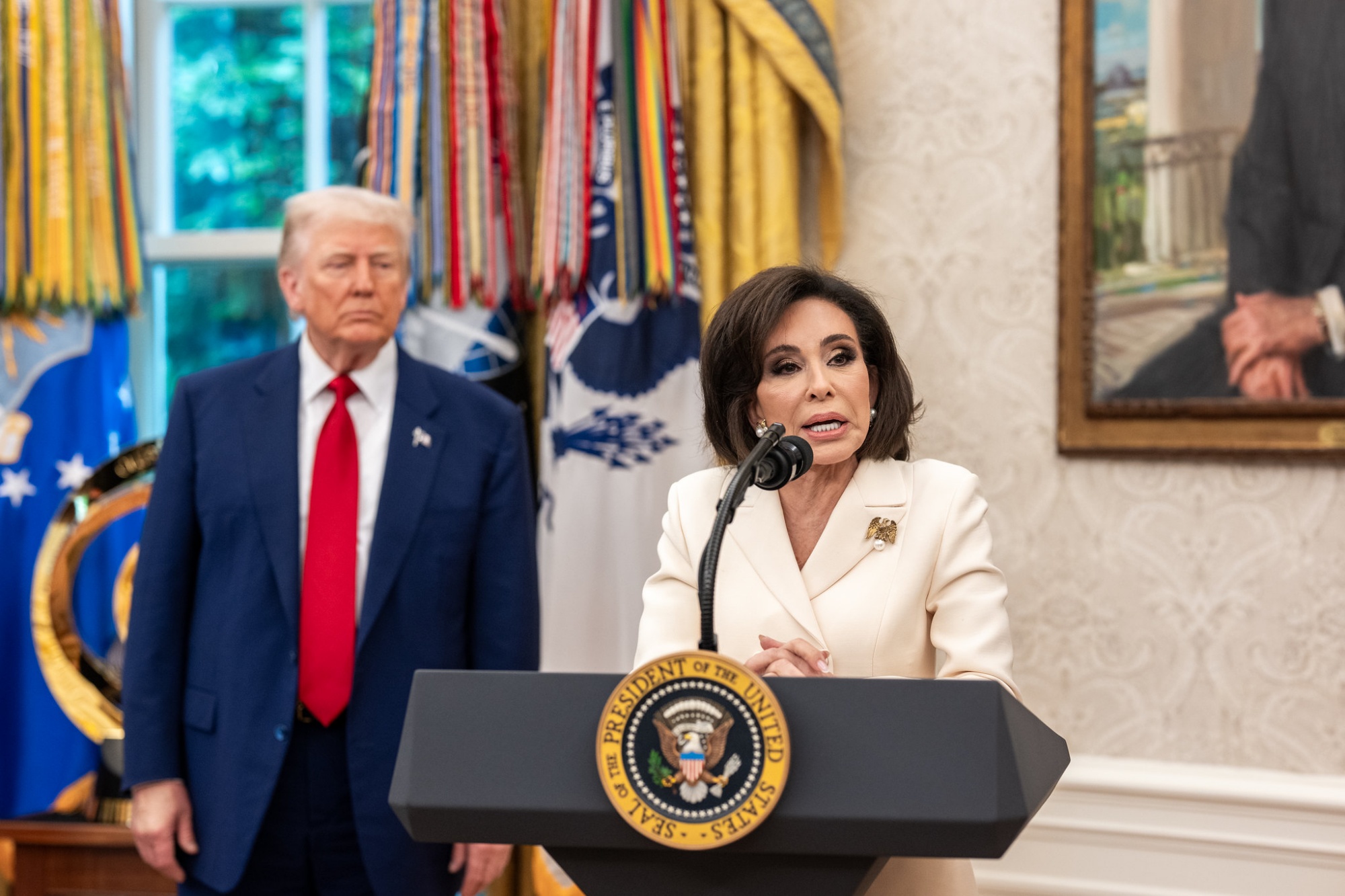 Donald Trump, Jeanine Pirro, speaking