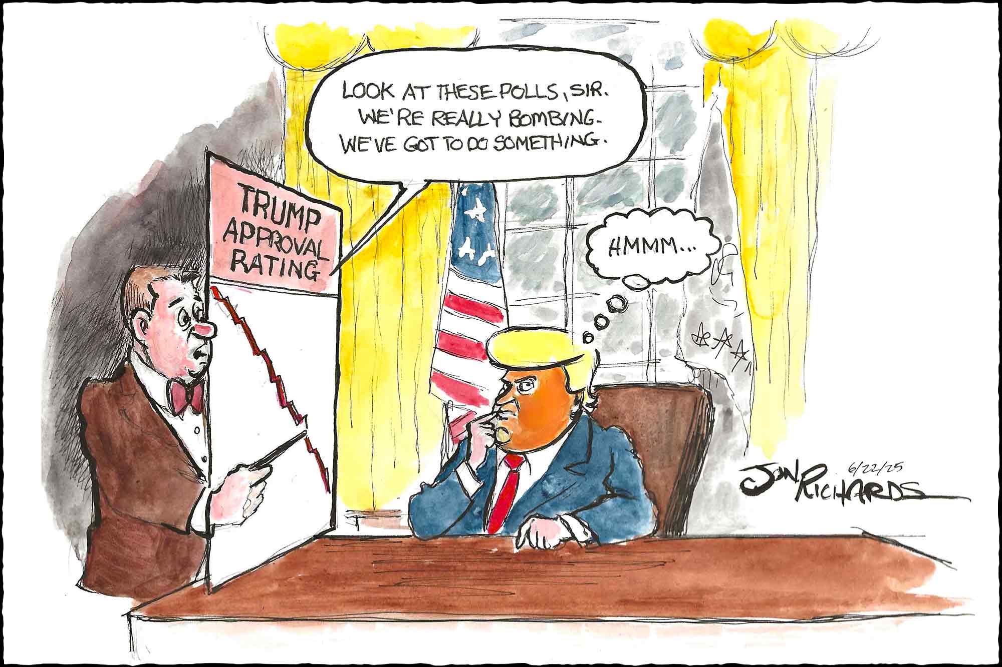 Donald Trump, tanking in the polls, goes to war with Iran