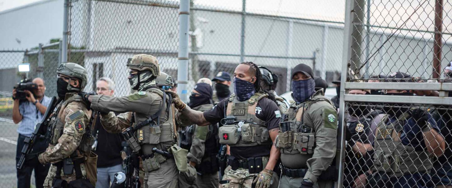 Demonstrators, clash, ICE agents, Newark, NJ