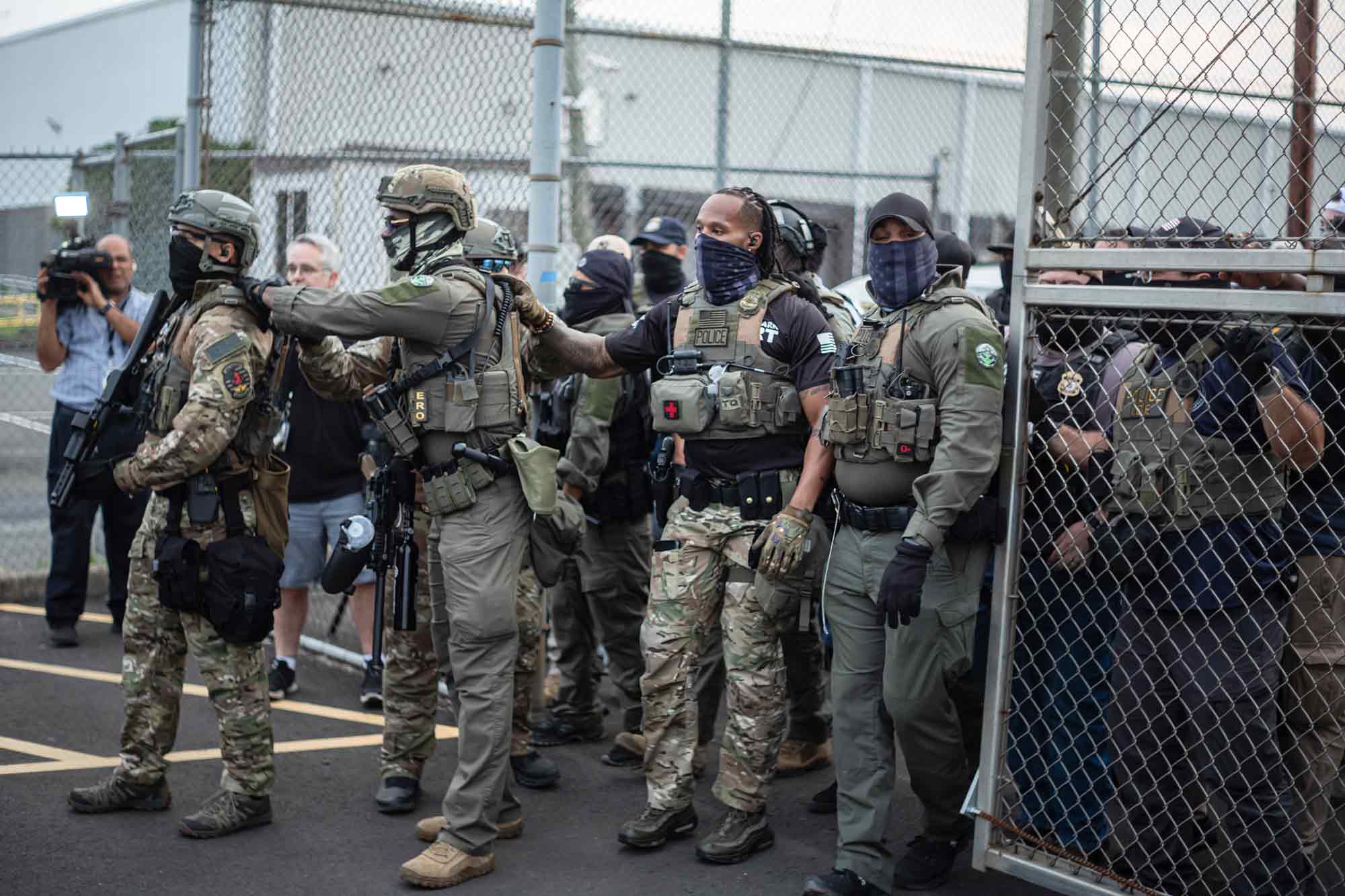 Demonstrators, clash, ICE agents, Newark, NJ