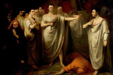 Painting, assassination, Julius Caesar, George Clint, 1822