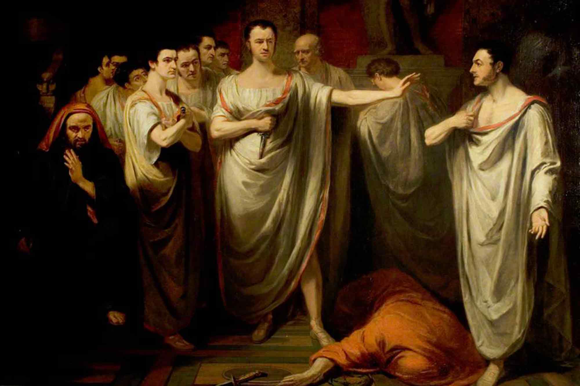 Painting, assassination, Julius Caesar, George Clint, 1822