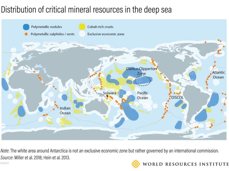 Distribution, critical mineral resources, deep sea, map