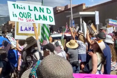 Protestors, Doug Burgum, Santa Fe