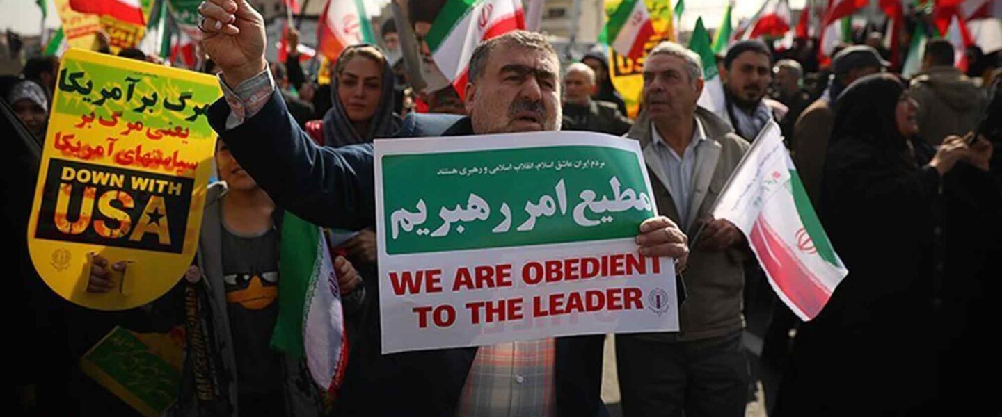 Protest march in Tehran, Iran.