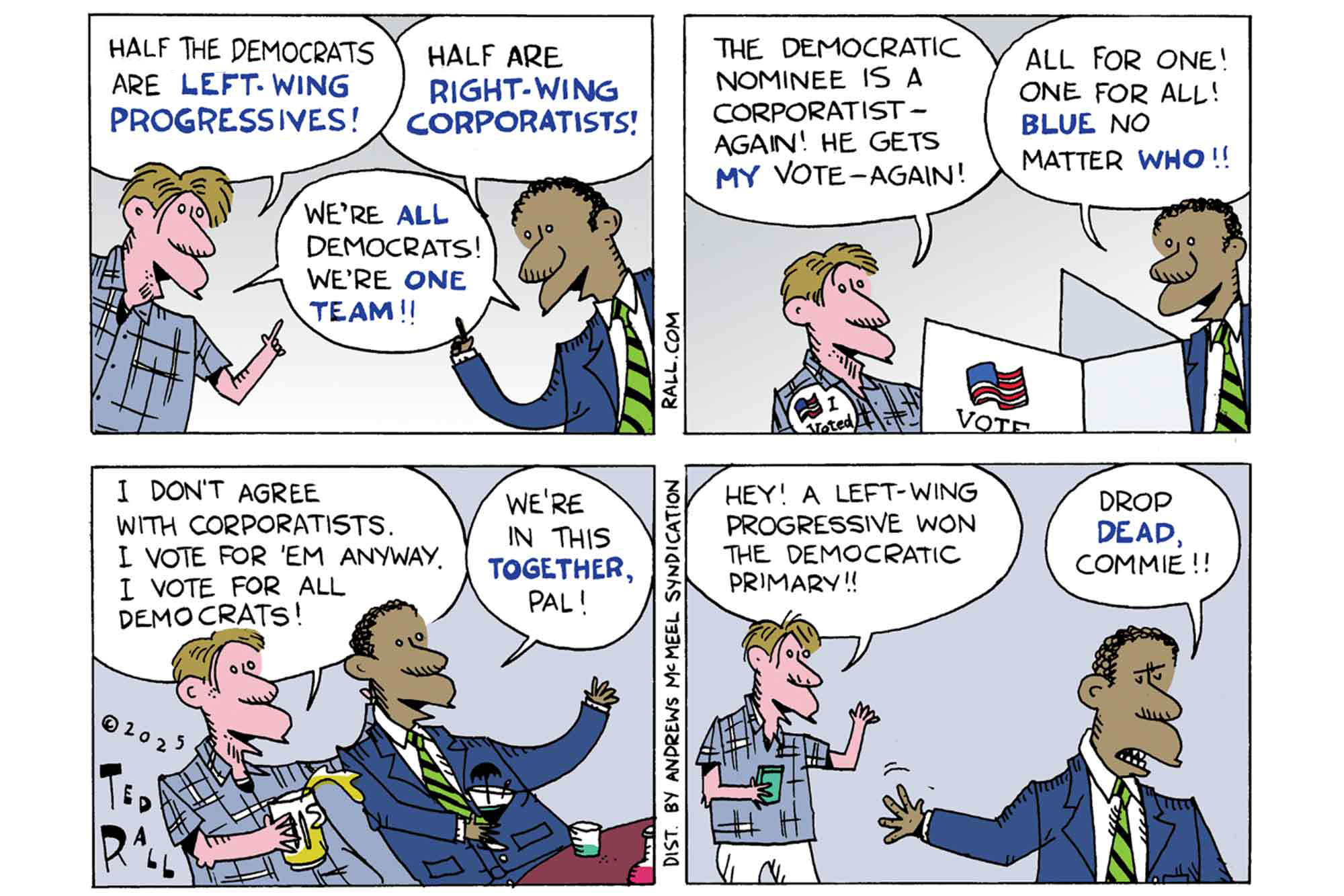 Democrats, Progressive Base, corporate leadership