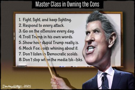 Gavin Newsom, owns the Cons