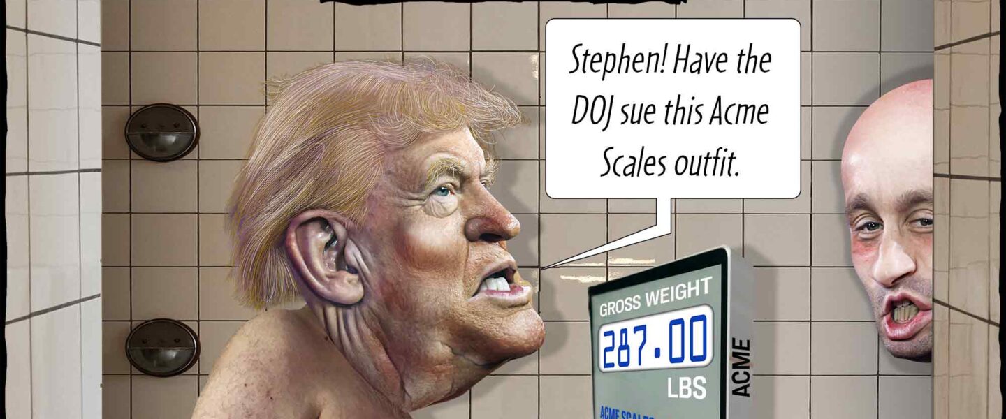 Donald Trump, obese, weight, scale, lies