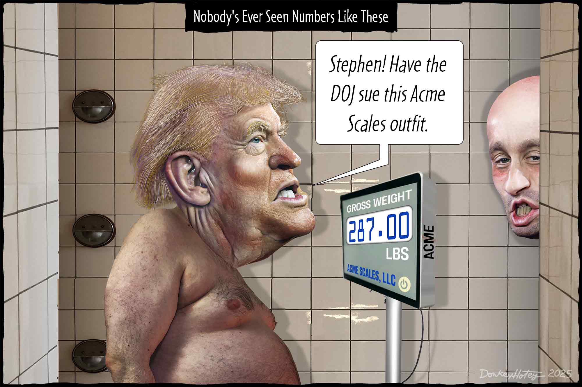 Donald Trump, obese, weight, scale, lies