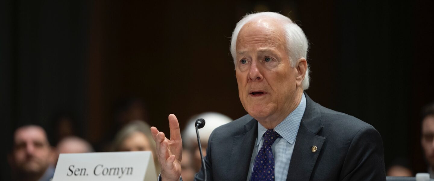 John Cornyn, microphone, speaking
