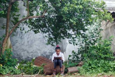 Kavya Waghmare, often studies under trees, cooling