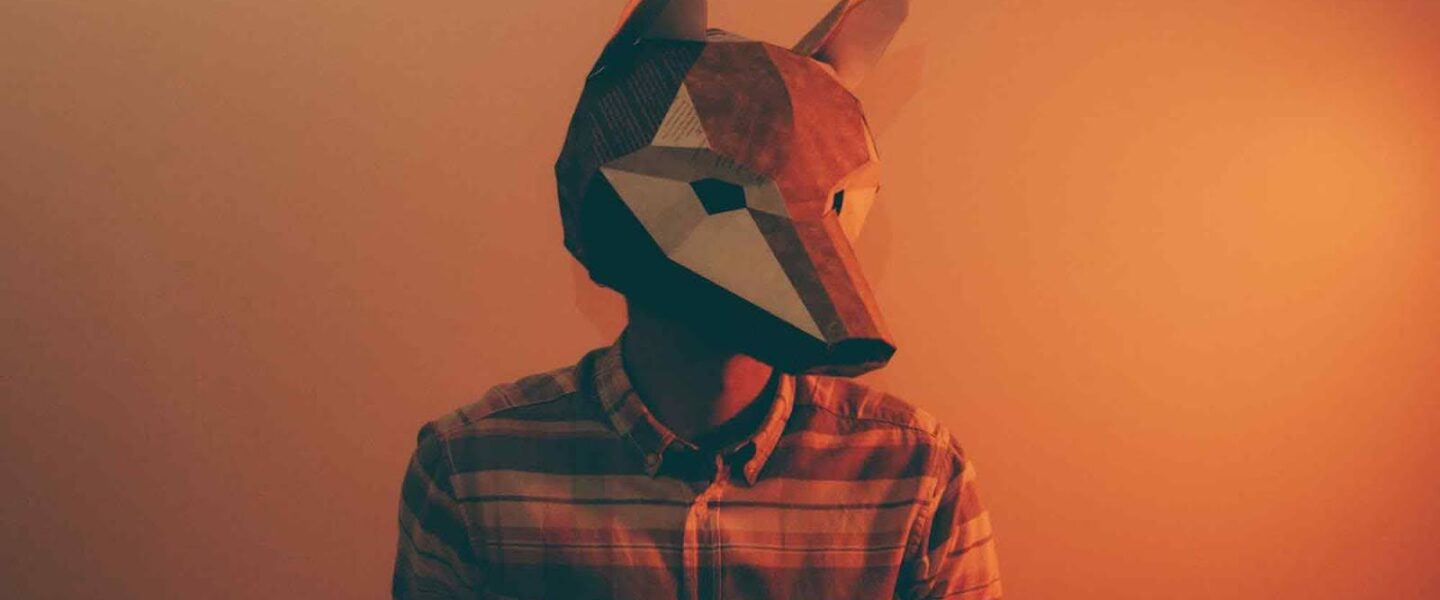 man, fox, head, illustration