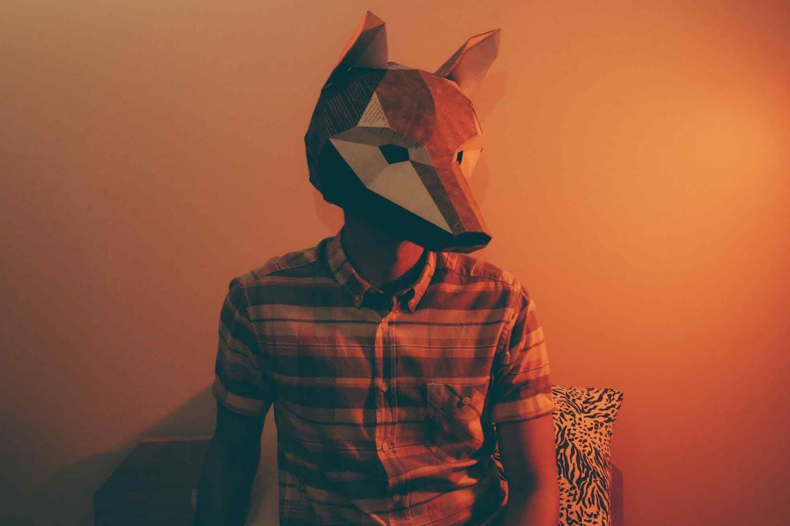 man, fox, head, illustration