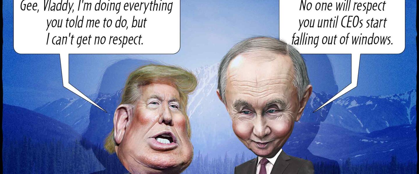 Cartoon, Donald Trump, Vladimir Putin, Dictator lessons