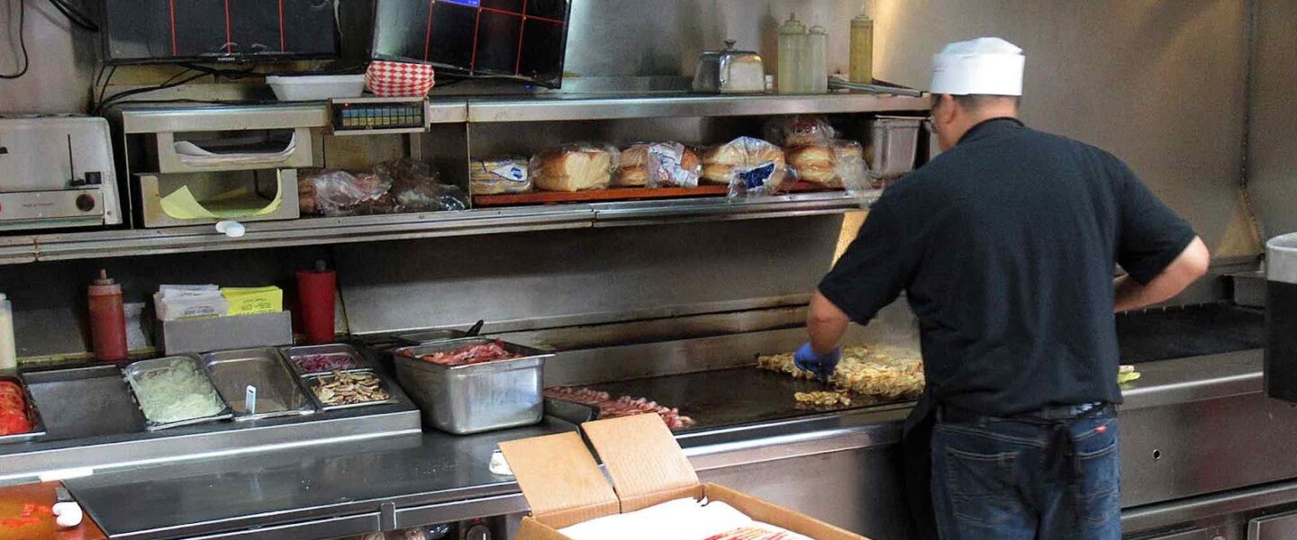 fast food worker, kitchen, cooking, heat